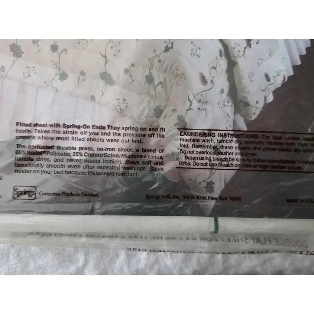 VINTAGE SPRINGMAID Wondercale Double Flat Sheet + Fitted Sheet Swiss Manor